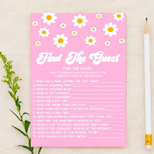Papelería Pink Retro Daisy Encuentra El Juego De Baby Shower (Subido por el creador)