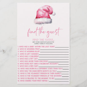 Papelería Pink Santa Find The Guest Baby Shower Game