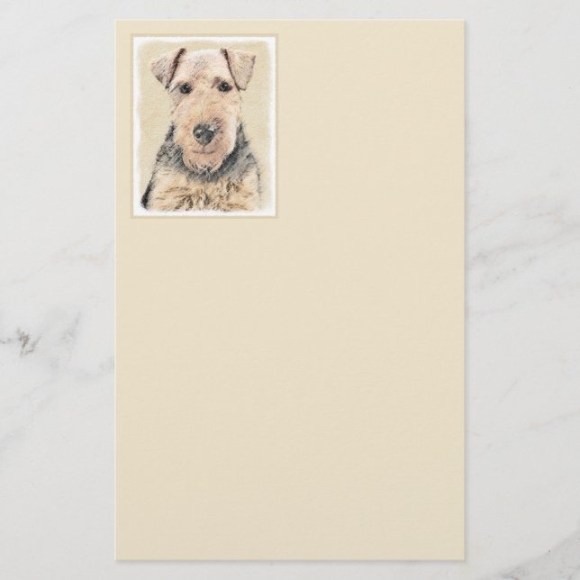 Papelería Pintado de Welsh Terrier - Arte de Perro Original. (Anverso)