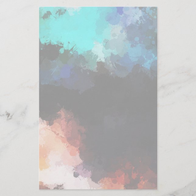 Papelería Pintura abstracta moderna salpicando el azul Naran (Anverso)