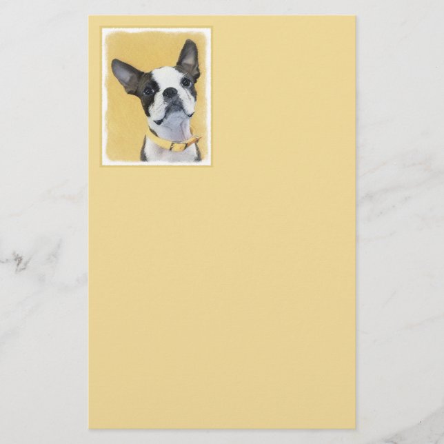Papelería Pintura de Boston Terrier - Arte de Perro Original (Anverso)