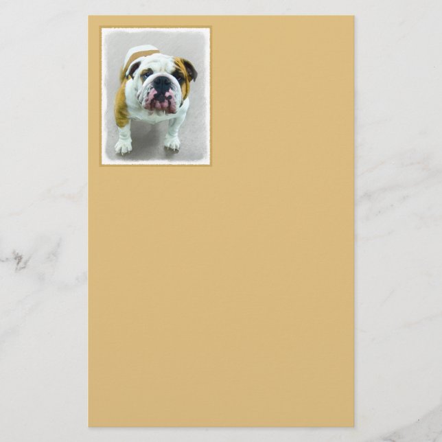 Papelería Pintura de bulldog - Arte de perros original y lin (Anverso)