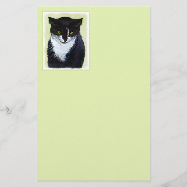 Papelería Pintura de gatos de Tuxedo - Arte de gatos origina (Anverso)