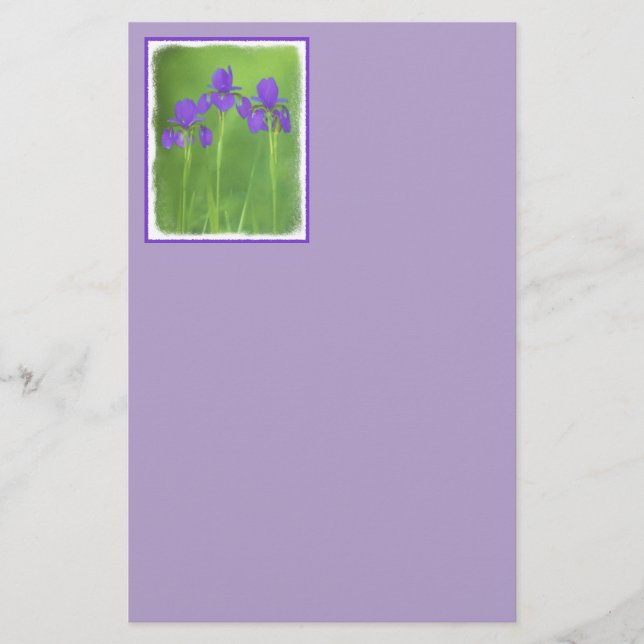 Papelería Pintura de iris morado - Arte de flores original (Anverso)