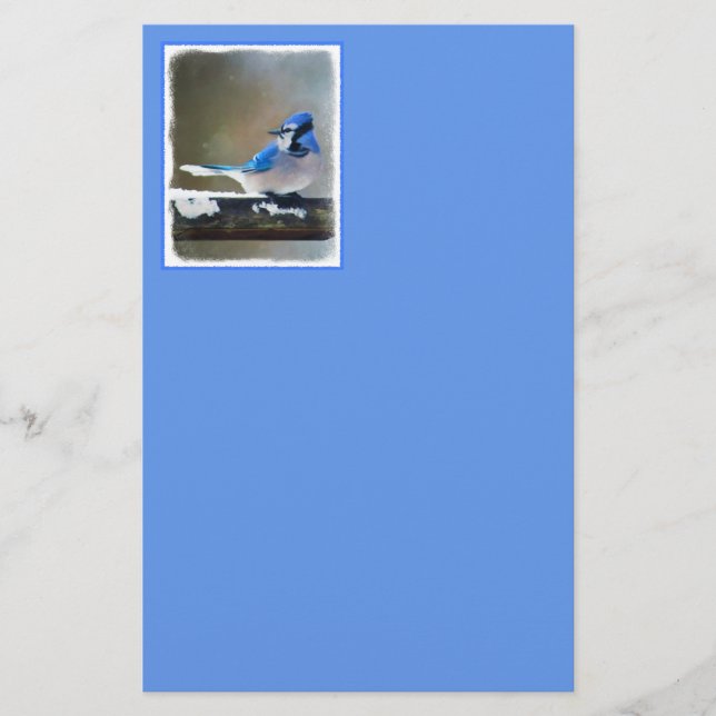 Papelería Pintura de Jay azul - Arte de pájaro original (Anverso)