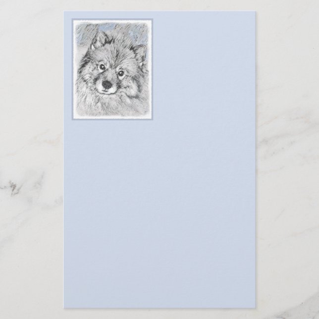 Papelería Pintura de Keeshond Beth - Arte de Perro Original. (Anverso)