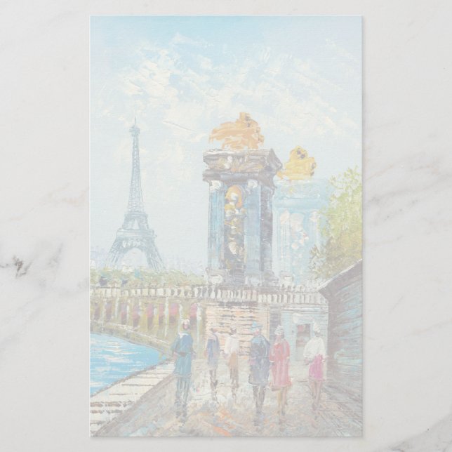 Papelería Pintura de la escena de la torre Eiffel de París (Anverso)
