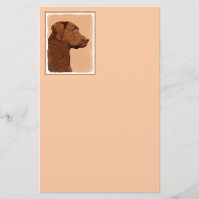 Papelería Pintura de Labrador Recuperador (Chocolate) - Arte (Anverso)