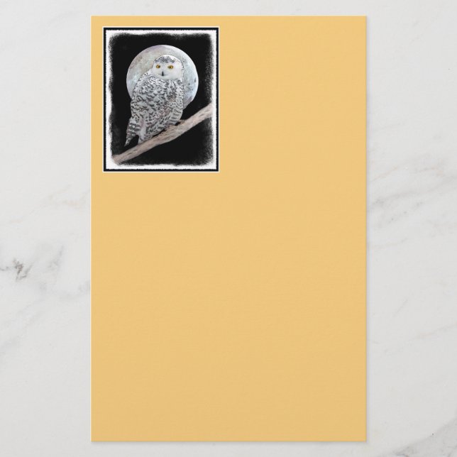 Papelería Pintura de lechuza y luna - Arte original de aves (Anverso)