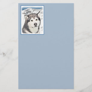 Papelería Pintura de Malamute de Alaska - Arte de Perro Orig