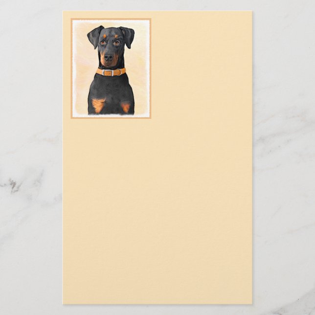 Papelería Pintura original de Doberman Pinscher sin cortar (Anverso)