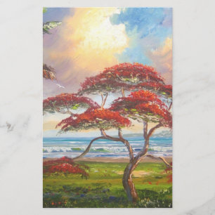 Papelería Pintura real del árbol de Poinciana
