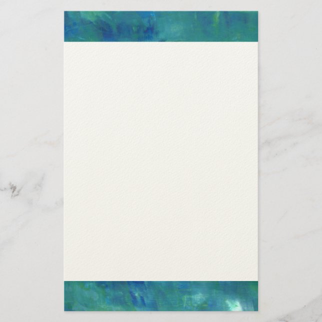 Papelería Pintura verde azul abstracta moderna (Anverso)