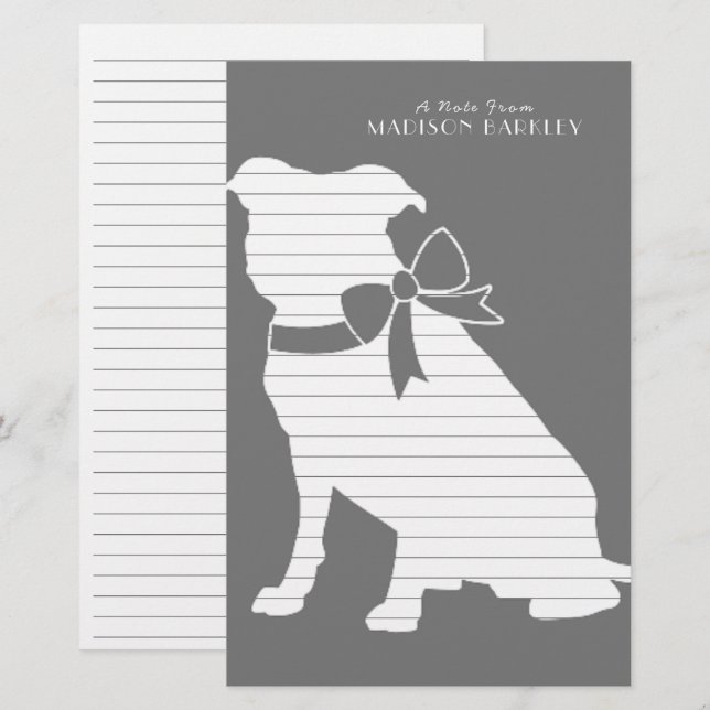 Papelería Pit Bulldog Puppy Pitbull Stationery (Anverso / Reverso)