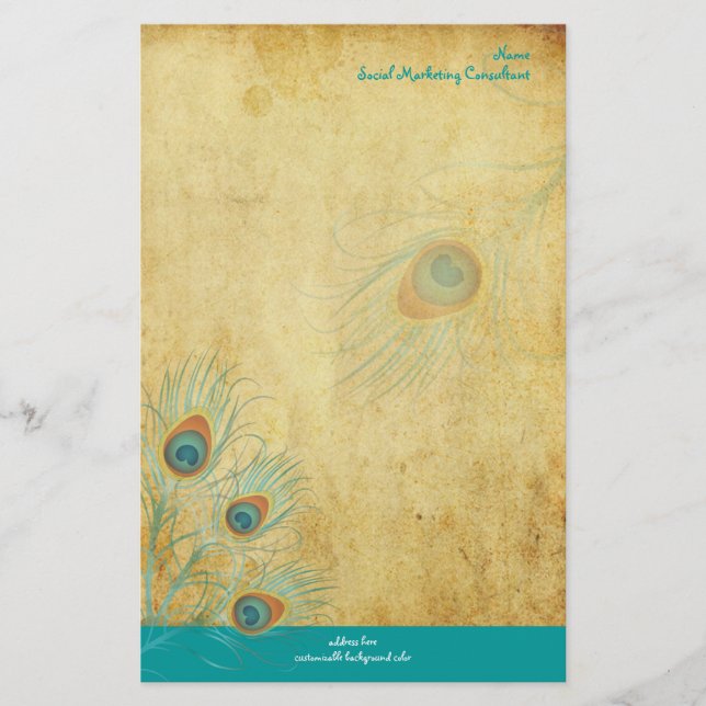 Papelería PixDezines pavo real, color SEO/DIY (Anverso)