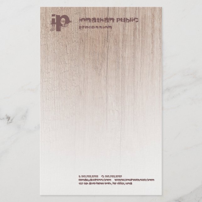Papelería Placa de madera luce elegante plantilla de monogra (Anverso)