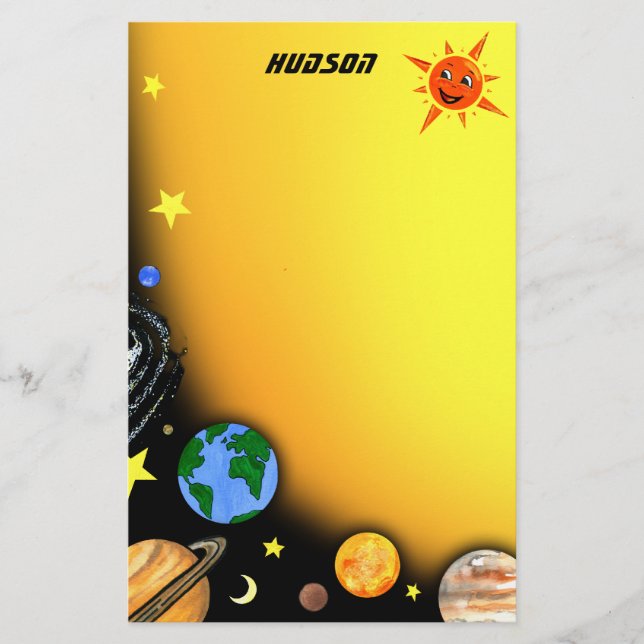 Papelería Planetas y espacio felices (Anverso)