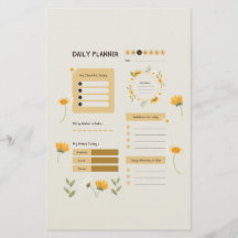 Planificador Diario Floral con Girasoles y Margari