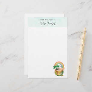 Papelería Plantador de jardín con arcoiris y trébol