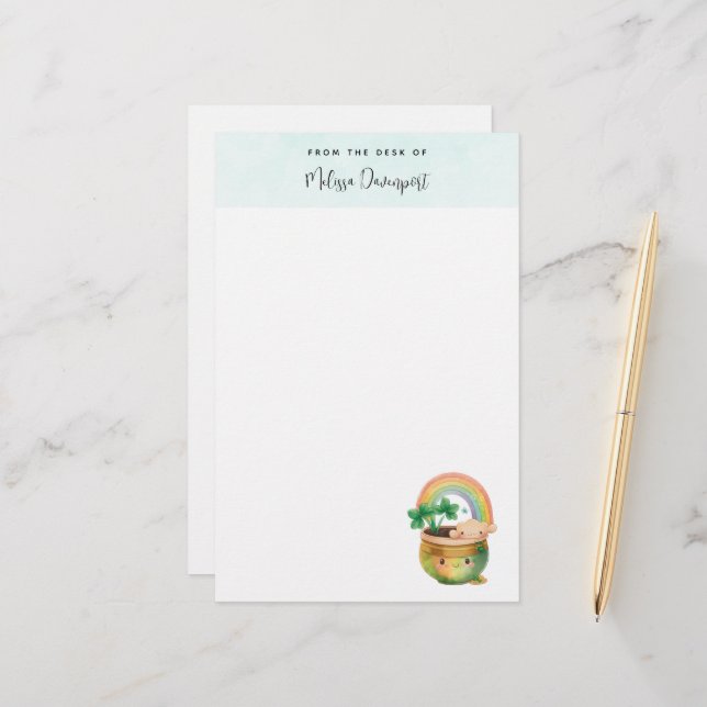 Papelería Plantador de jardín con arcoiris y trébol (Anverso/Reverso In Situ)