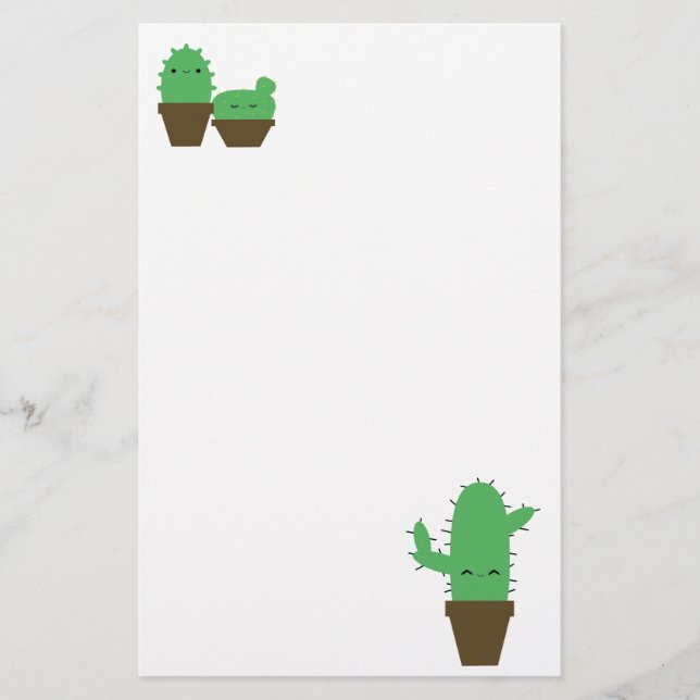 Papelería Plantas de cacti kawaii de Cute estacionadas (Anverso)
