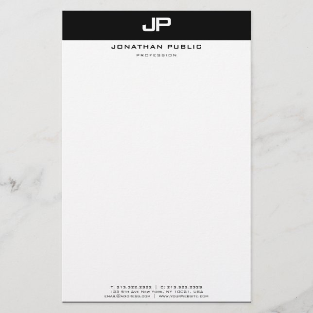 Papelería Plantilla de diseño simple y elegante en blanco y  (Anverso)