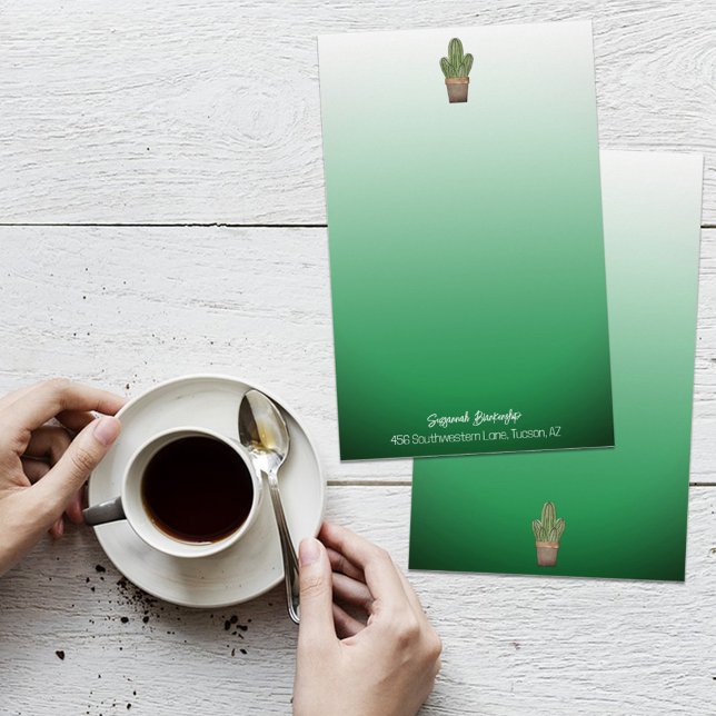 Papelería Plantilla de Ombre verde de Cactus pulido de doble (Subido por el creador)
