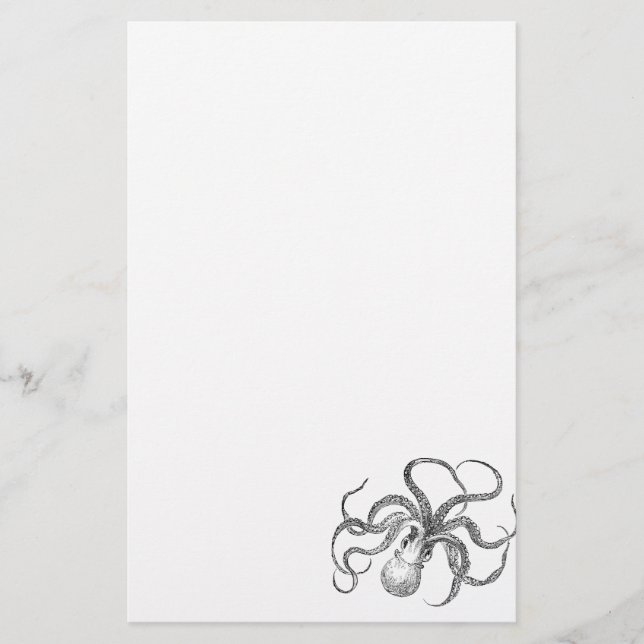 Papelería Plantilla del pulpo del vintage (Anverso)