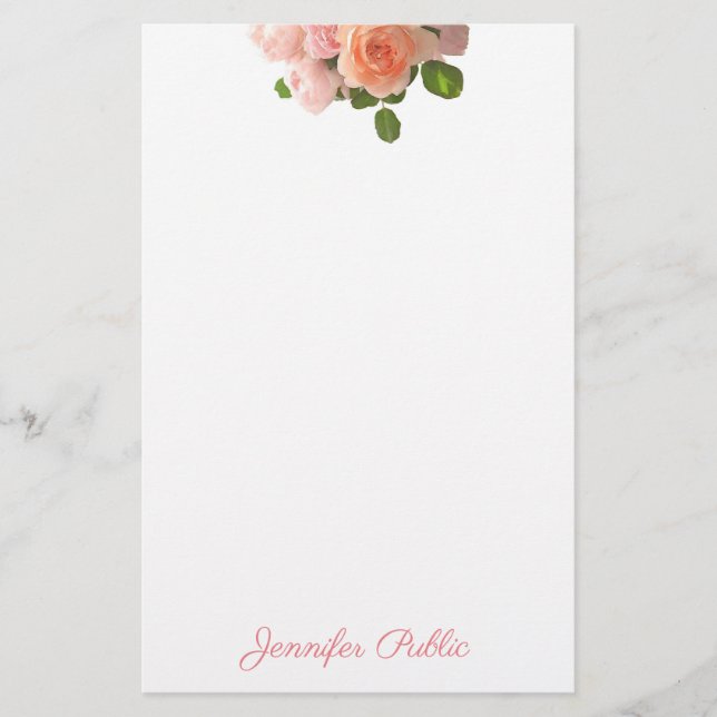 Papelería Plantilla elegante de los rosas de la acuarela del (Anverso)