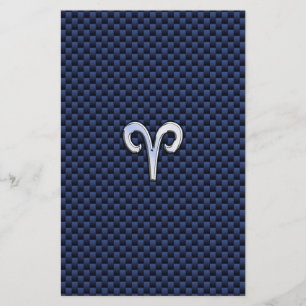 Papelería Plata Aries Zodiac Rótulo estilo fibra de carbono 