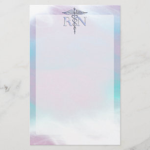 Papelería Plata Como RN Caduceus Madre Médica Perla