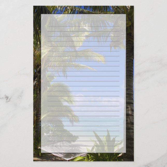 Papelería Playa bordeada de palmeras Islas Cook 2 (Anverso)