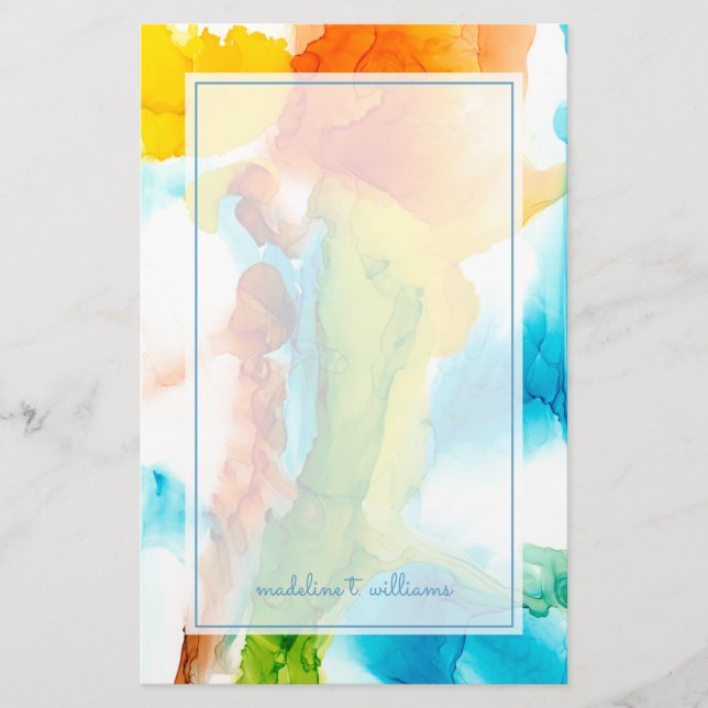 Papelería Pluma principal: acuarelas (Anverso)