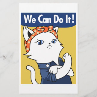 Papelería ¡Podemos Hacerlo! El gato blanco Rosie the Riveter