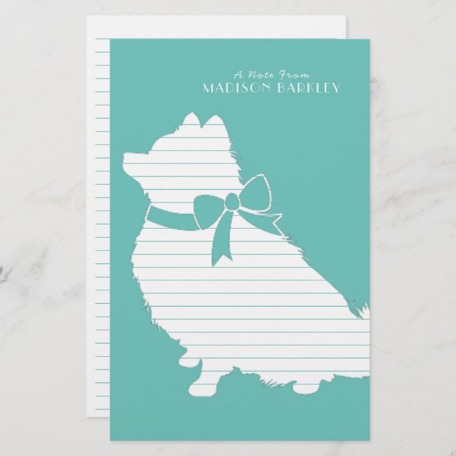 Papelería Pomerania Pom Dog Puppy (Anverso / Reverso)