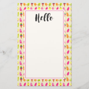 Papelería Popsicles y patrón de verano colorido de helado