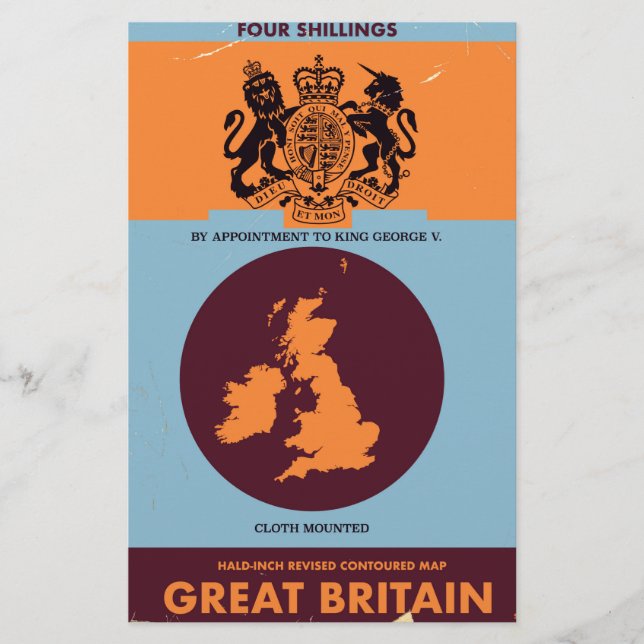 Papelería Portada de libro de mapas antiguos de Gran Bretaña (Anverso)