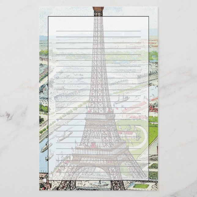 Papelería Postal que representa la torre Eiffel (Anverso)
