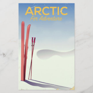 Papelería Póster de aventura de esquí vintage en el Ártico