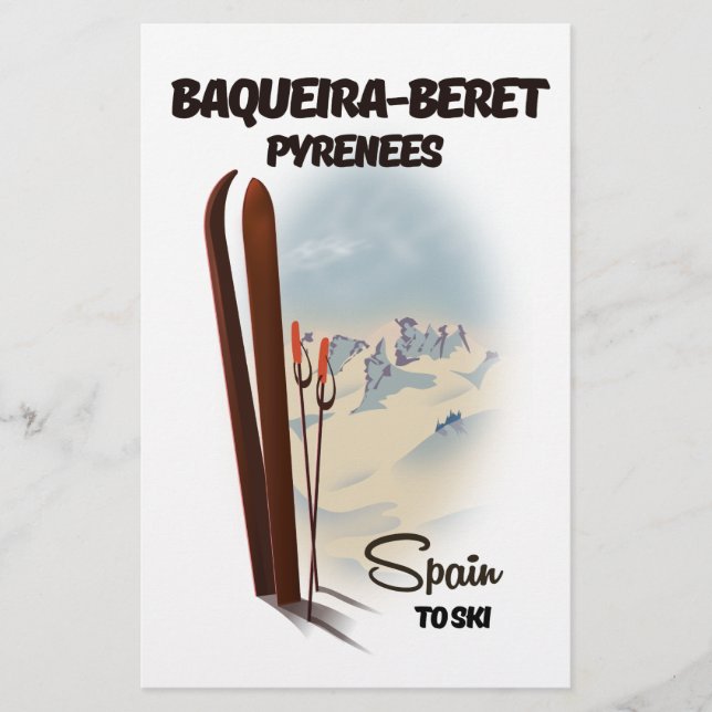 Papelería Poster de esquí Baqueira-Beret España. (Anverso)