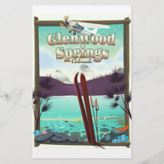 Papelería Póster de esquí de Glenwood Springs Colorado.