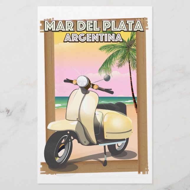 Papelería Poster de playa de Mar del Plata Argentina (Anverso)