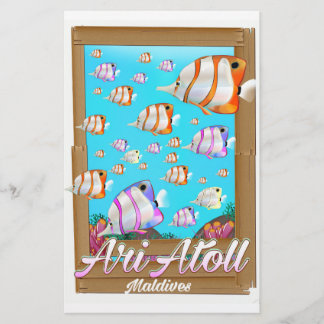 Papelería Póster de viaje de atolón de Ari Maldivas