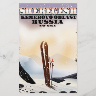 Papelería Póster de viaje de esquí de Sheregesh Rusia.