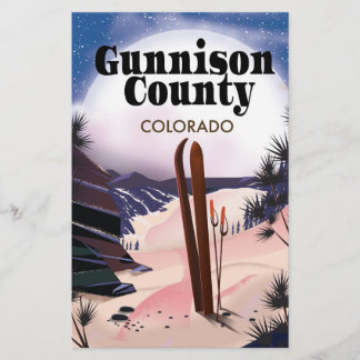 Papelería Póster de viaje de esquí del condado de Gunnison.