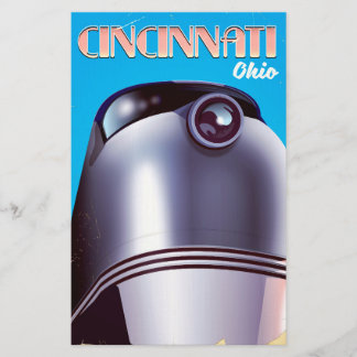 Papelería Póster de viaje de locomotora de Cincinnati, Ohio.