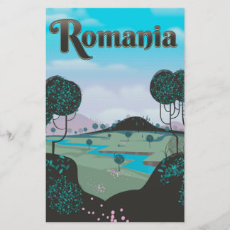 Papelería Póster de viaje de paisaje vintage de Rumania