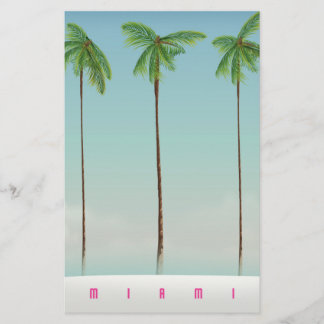 Papelería Póster de viaje de palmeras de Miami, Florida.