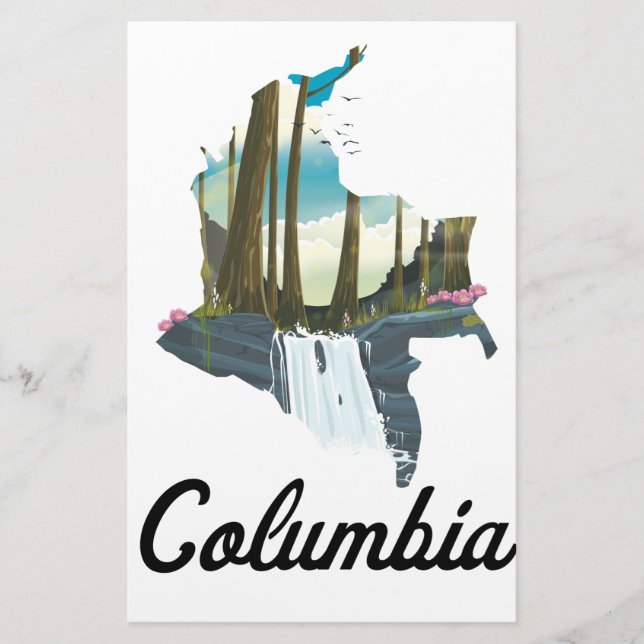 Papelería Póster de viaje mapa de Colombia (Anverso)