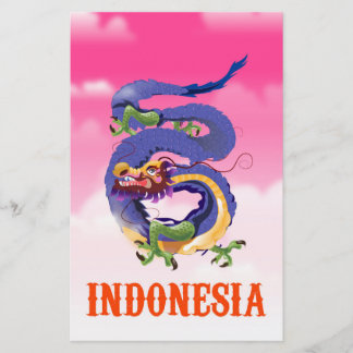 Papelería Póster de viaje retro del dragón de Indonesia